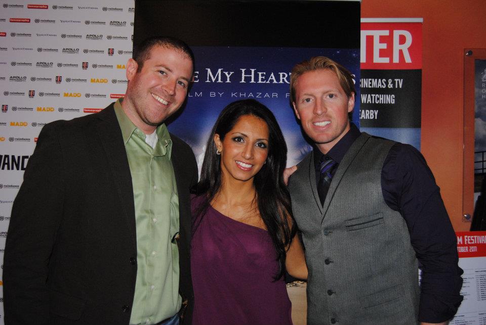 Director Khazar Fatemi with producers Chris St. Pierre & Hunter Davis at the London premier of their documentary Where My Heart Beats - Raindance 2012