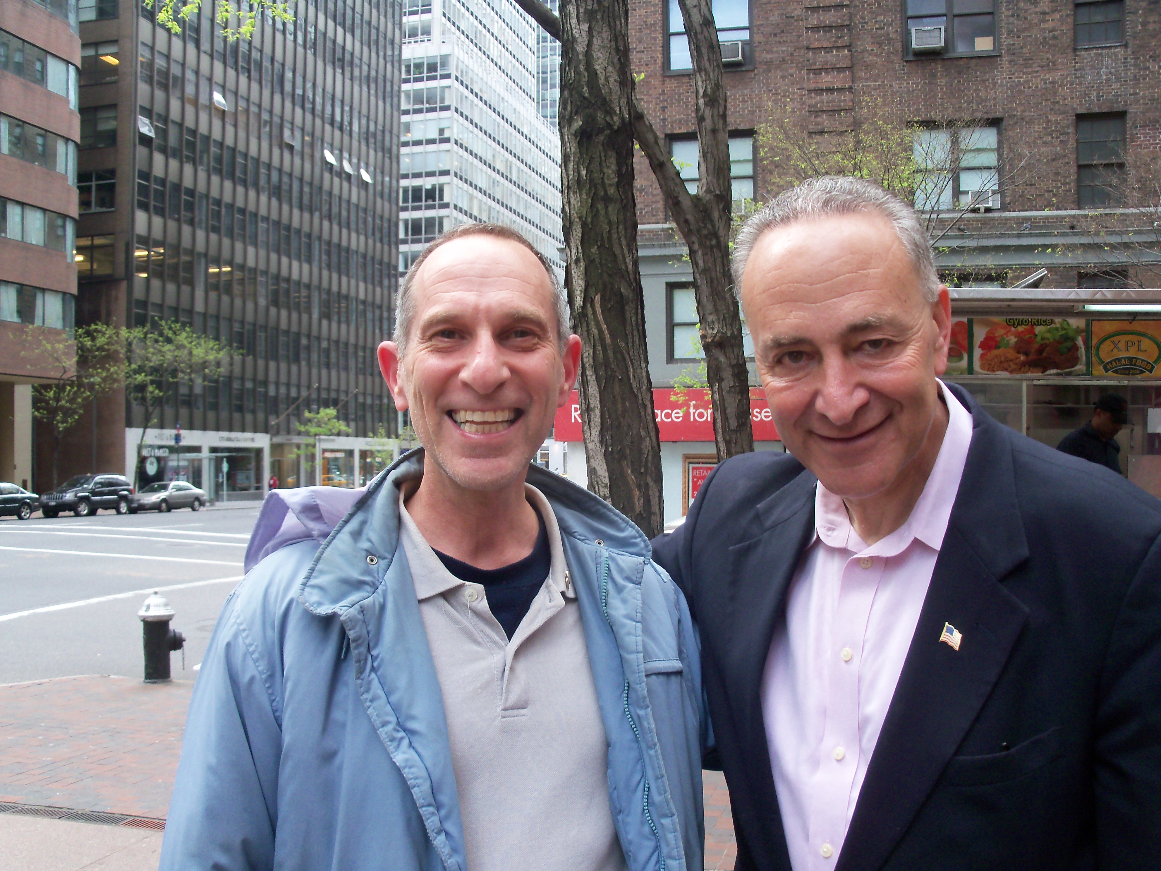 Phil and United States Senator Charles Schumer in New York City, April 15, 2012