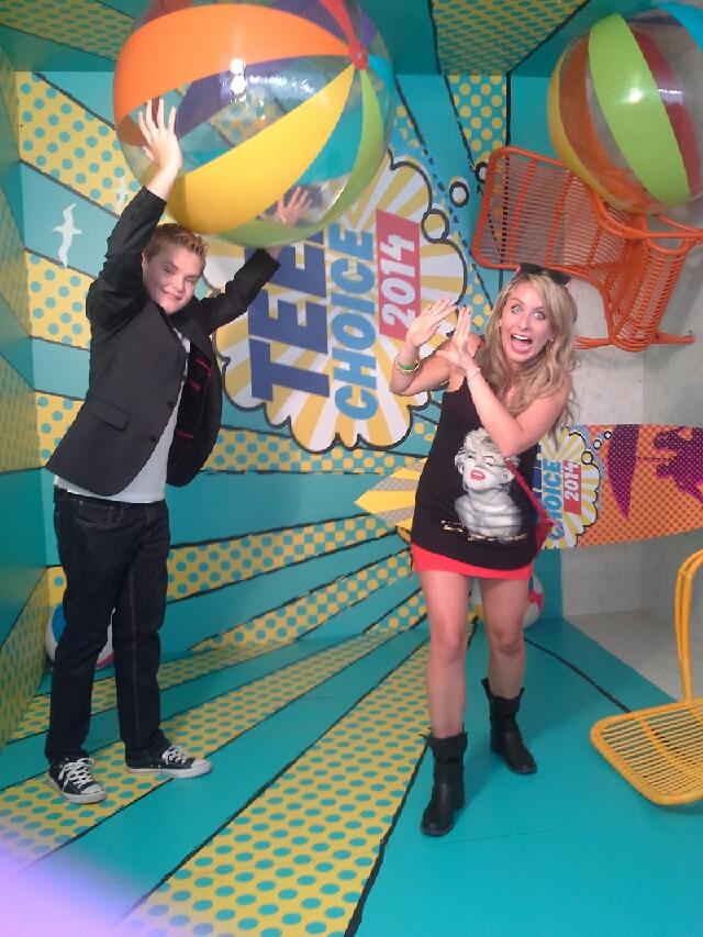 Reese Hartwig and his agent Saraphina Monaco at the Teen Choice Awards 2014. Reese's movie Earth To Echo was nominated for Best Summer Movie.