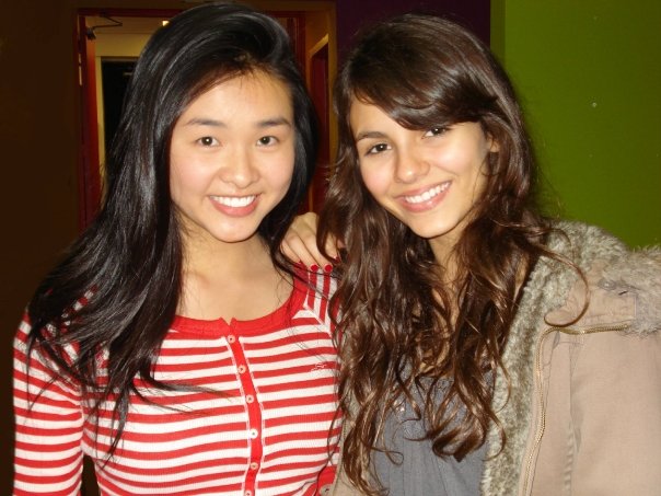 Michelle Guo and Victoria Justice on the set of the iCarly movie: iFight Shelby Marx