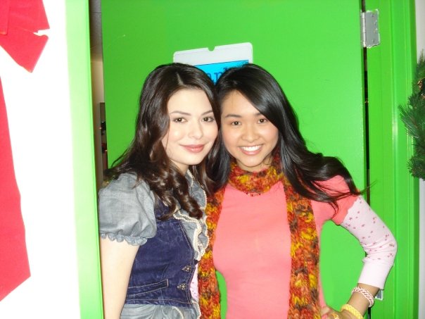 Michelle Guo and Miranda Cosgrove on the set of the iCarly movie: iFight Shelby Marx