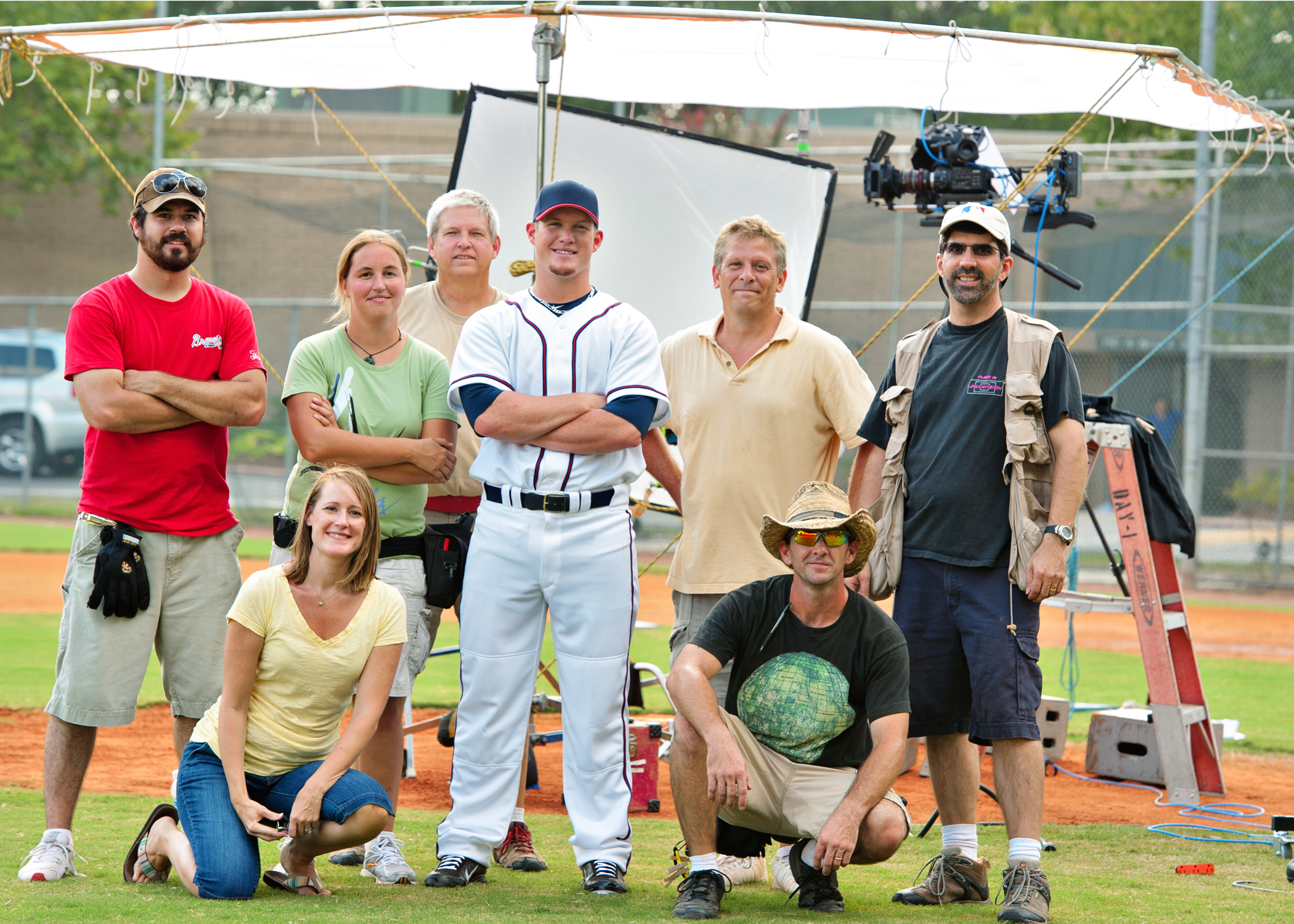 Jose (far right) poses with the cast and crew of an Infinite Energy spot he shot in September 2011.