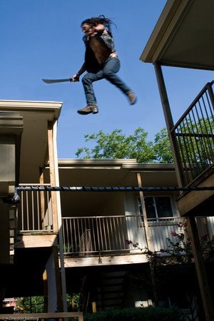 Machete (2010)three tear roof top jump(Stunt Fighter/Louis Moncivias)