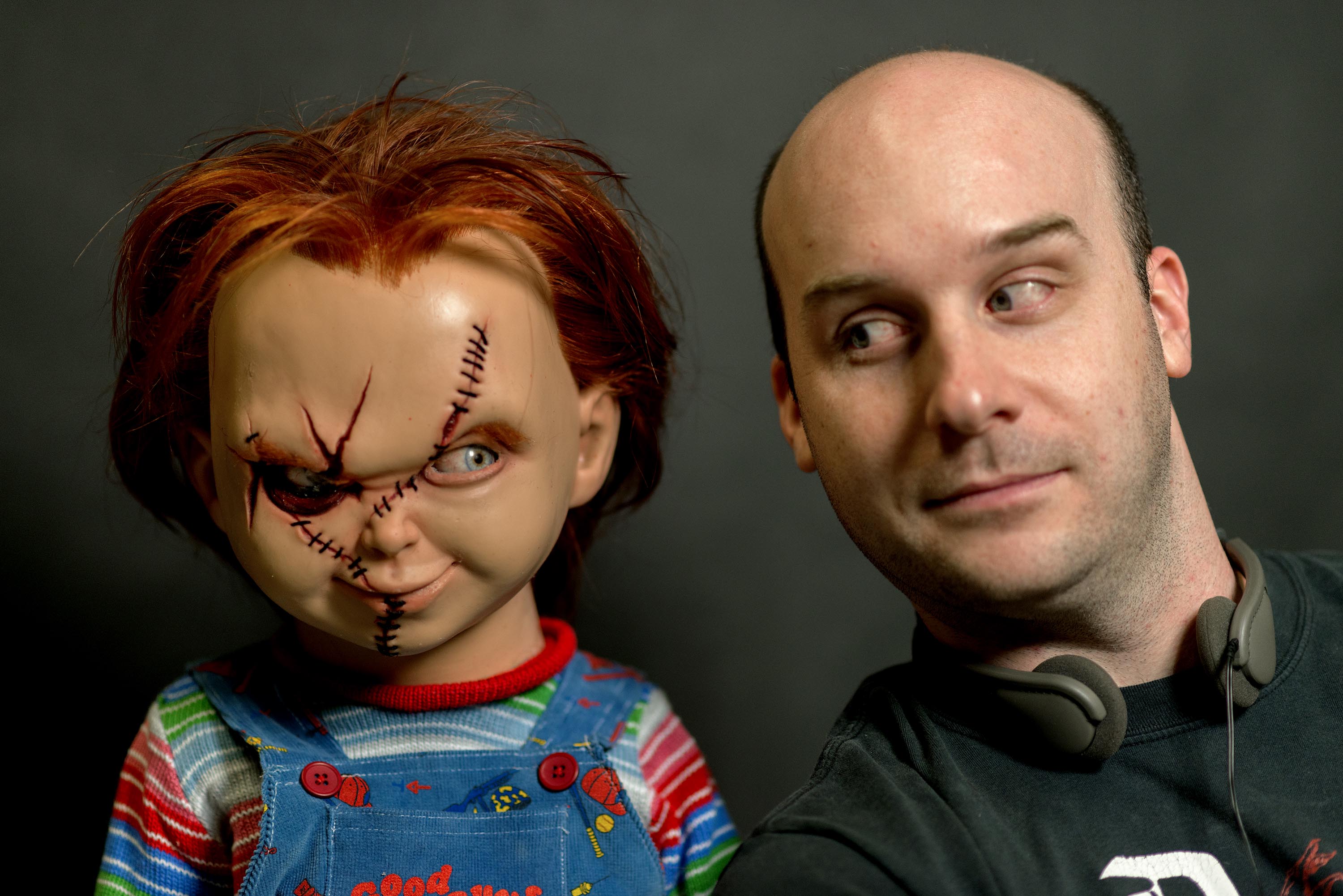 Chucky and director-producer Jack Bennett too close for comfort on the set of 