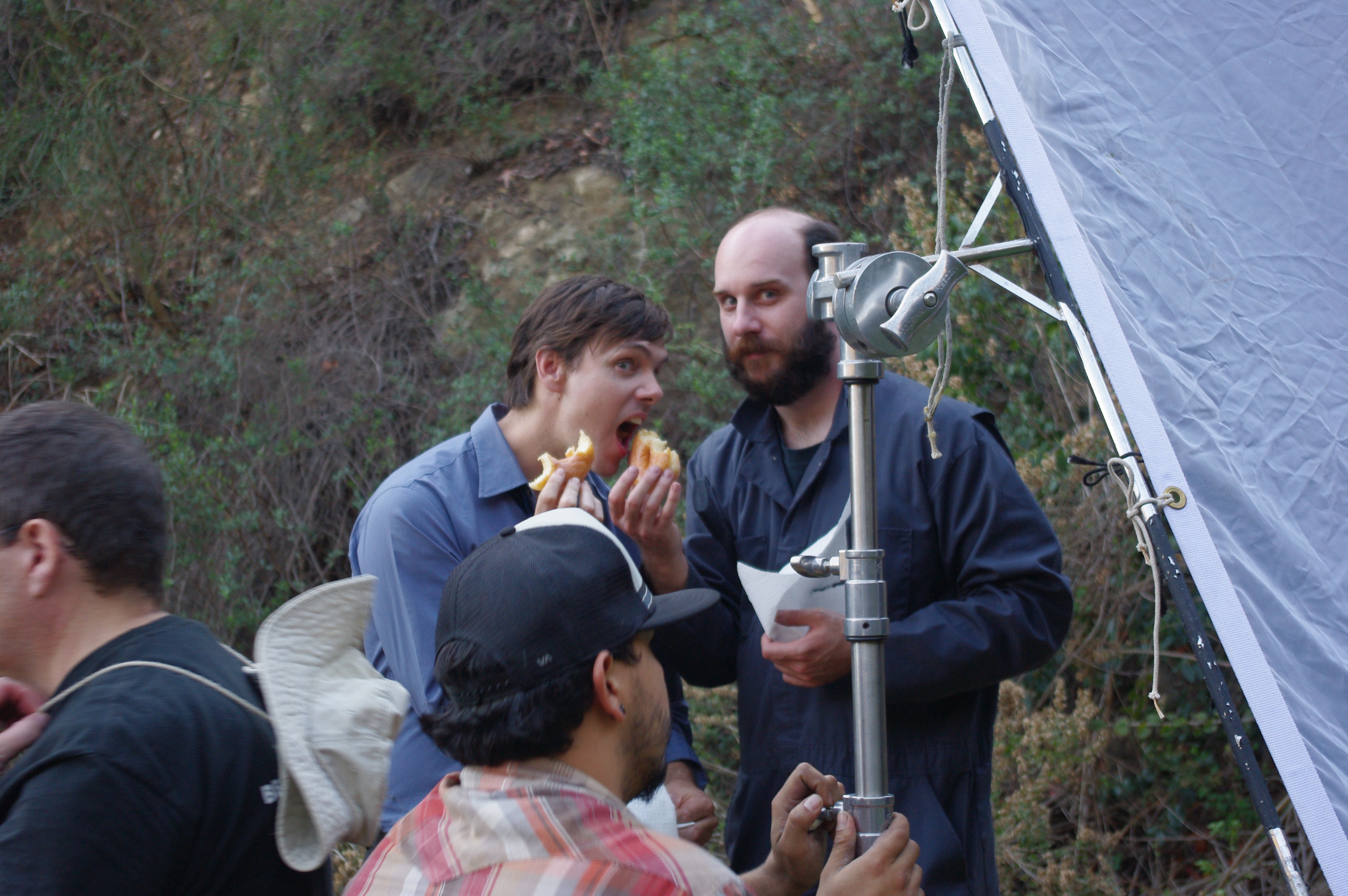Actor-producers Matthew Currie Holmes and Jack Bennett on the set of THE DUMP