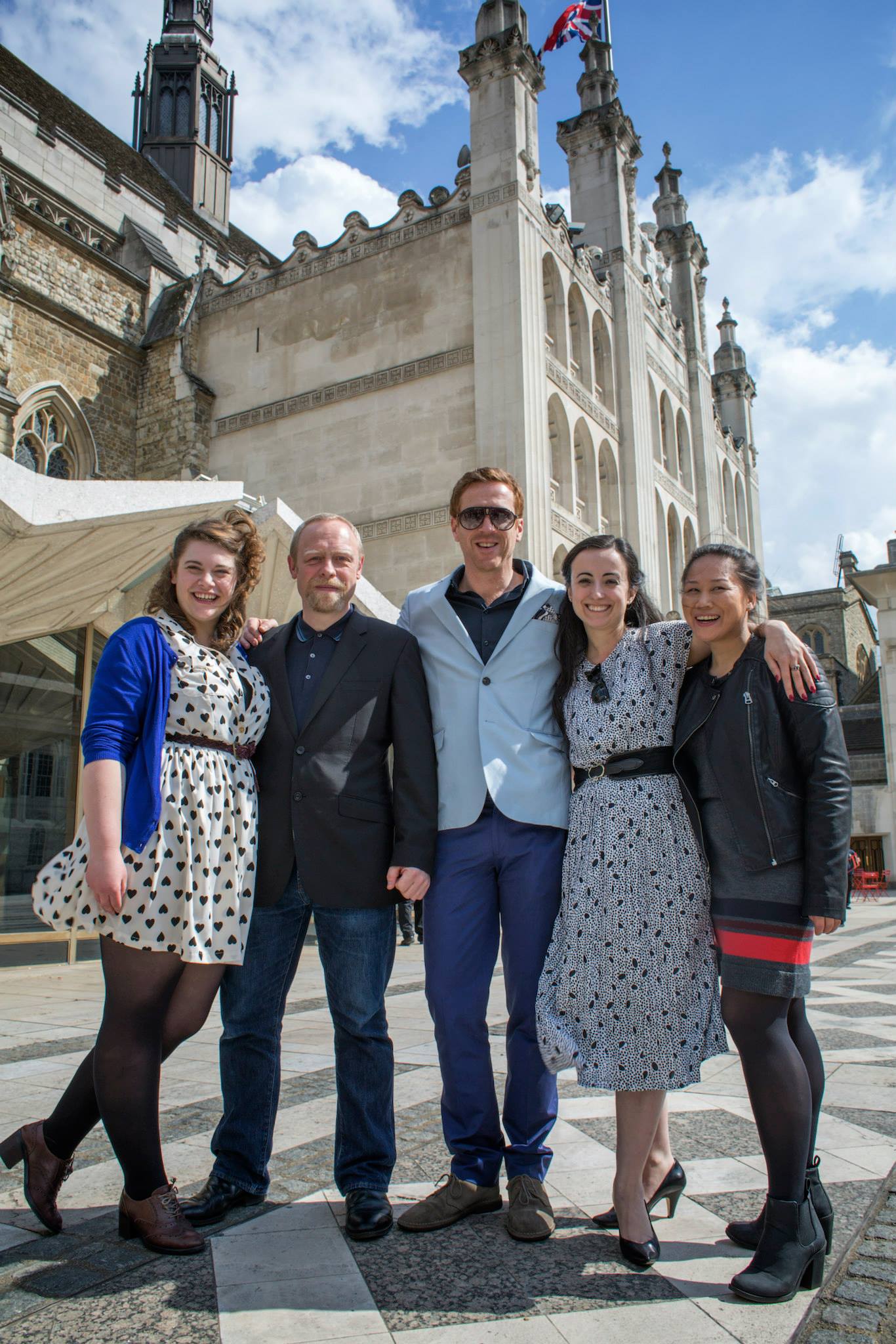 Siobhan Daly, Damian Lewis and the Grassroots Shakespeare London team celebrating Shakespeare's 450th birthday at London's Guildhall.