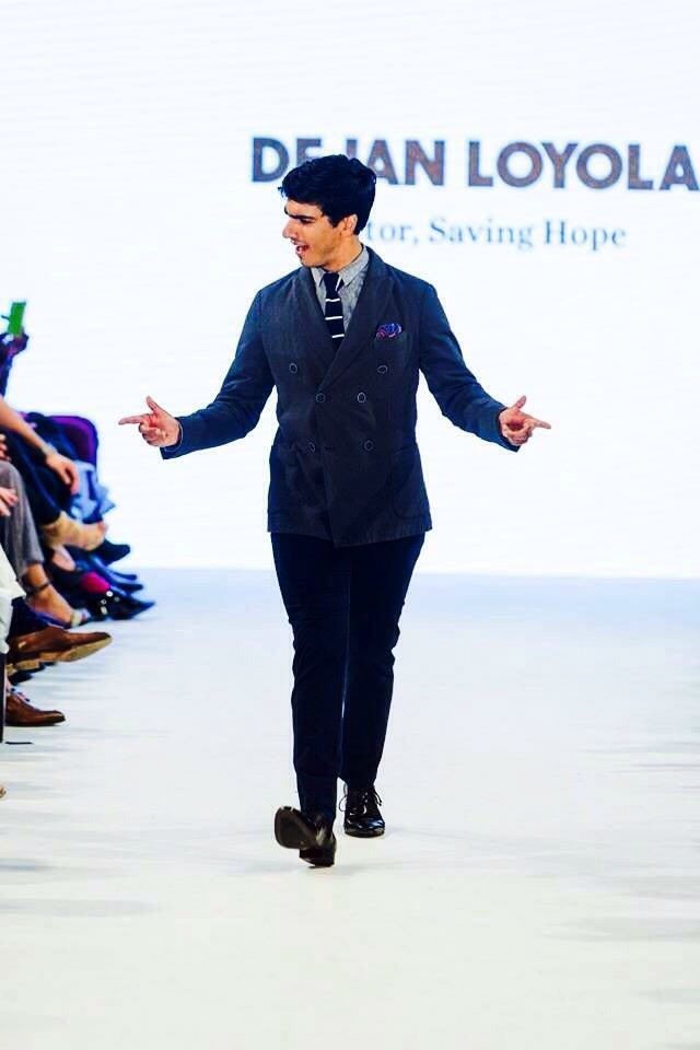 Dejan Loyola walks the runway at Toronto Men's Fashion week.