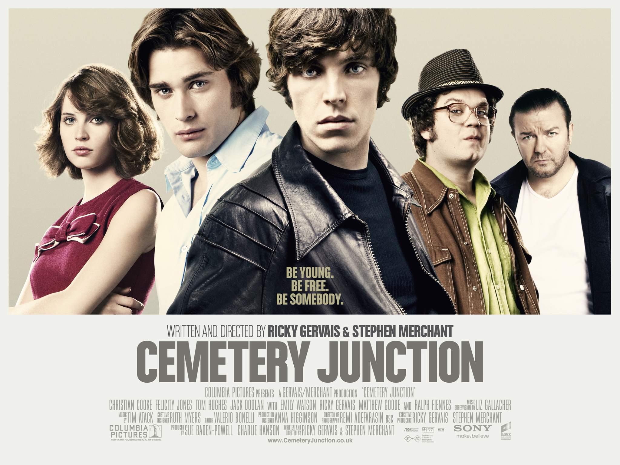 Christian Cooke, Felicity Jones, Jack Doolan and Tom Hughes in Cemetery Junction (2010)