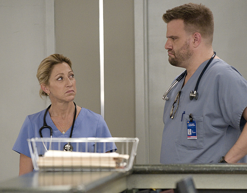 Still of Edie Falco and Stephen Wallem in Nurse Jackie (2009)