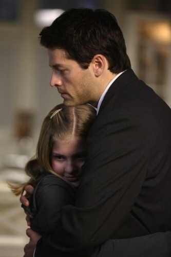 Still of Misha Collins and Sydney Imbeau in Supernatural (2005)