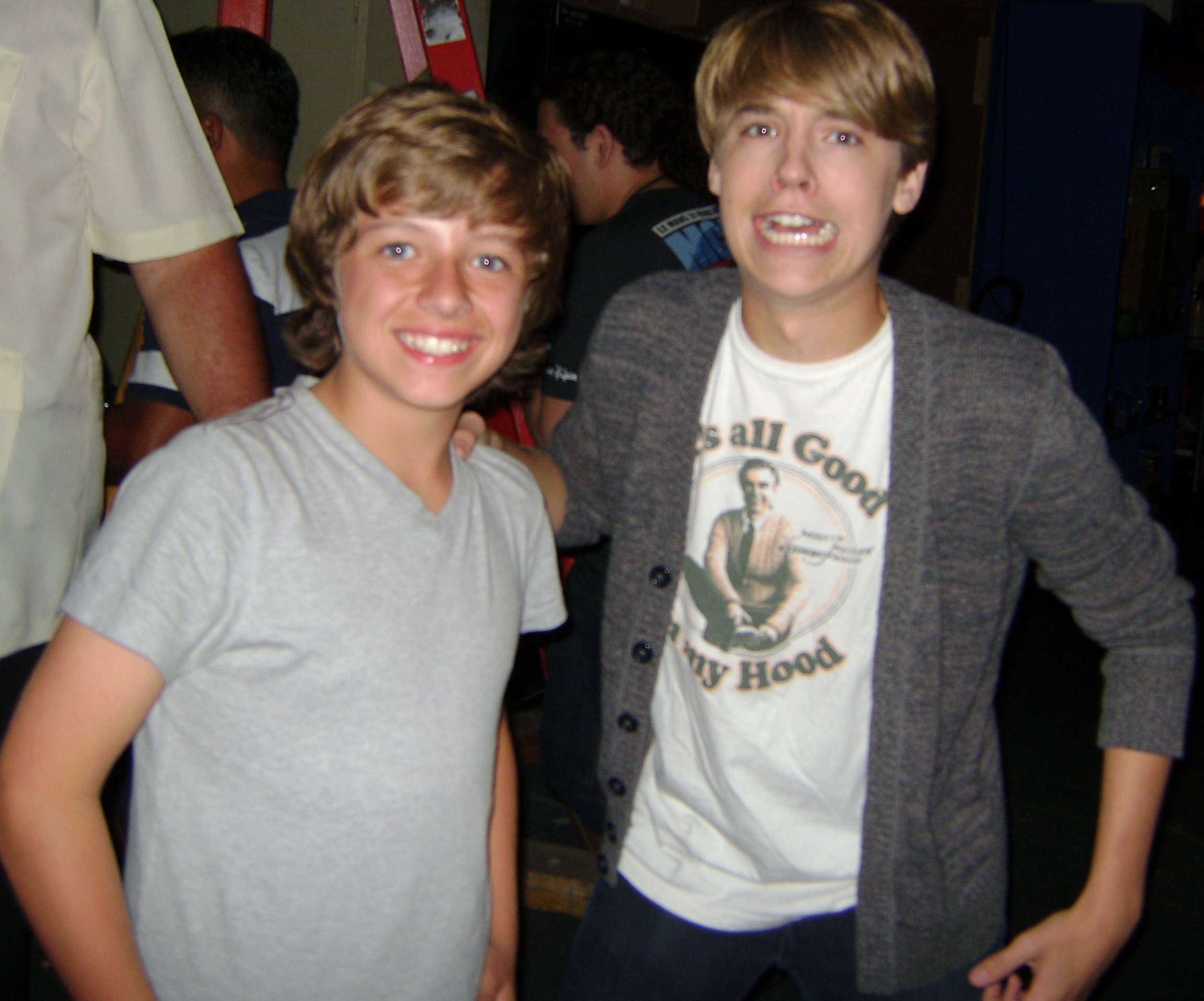 Austin with Cole Sprouse on the set of Suite Life on Deck