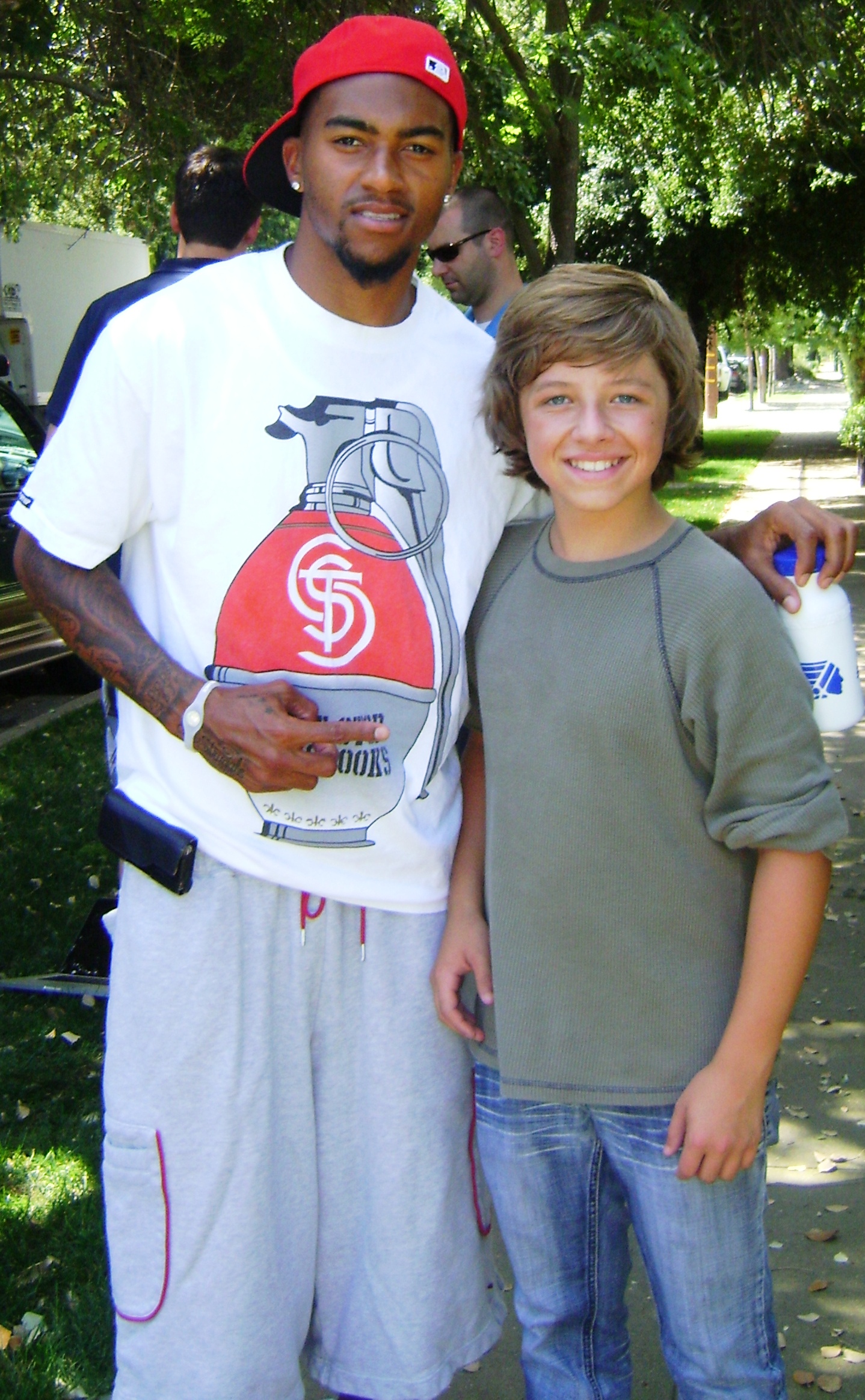 Austin with NFL Football Player, Deshawn Jackson, on the set of the ESPN NFL National Commercial