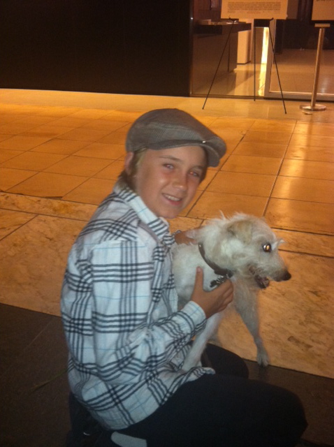 Keegan Boos and Cosmo (Arthur the Dog) from 'Beginners'