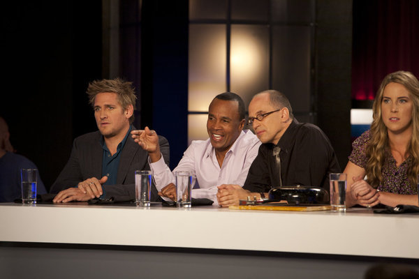 Still of Sugar Ray Leonard, James Oseland, Curtis Stone and Krista Simmons in Top Chef Masters (2009)