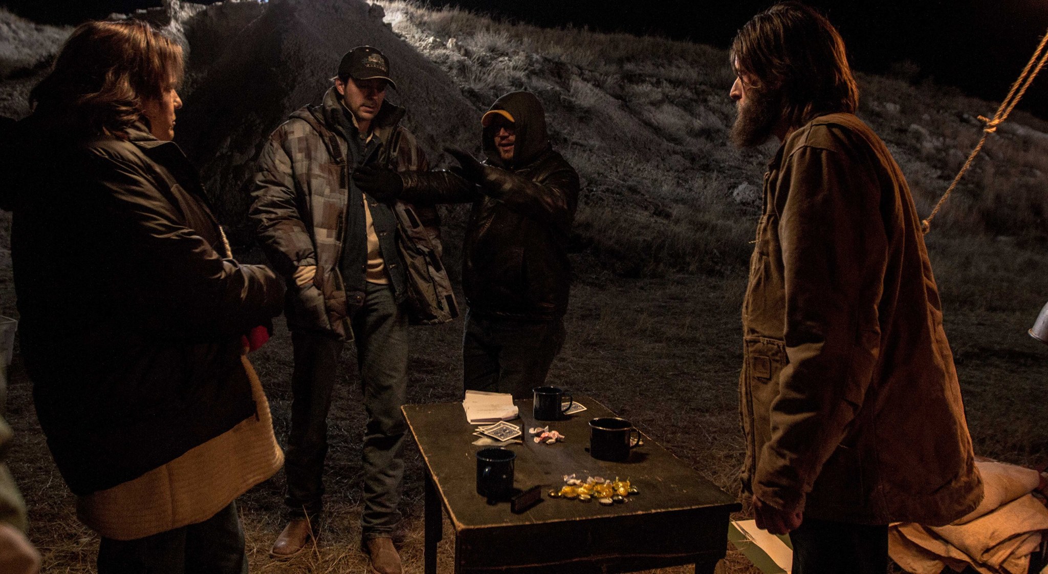 Alexandra Billings, Rhys Coiro, Dan Glaser, and Steven Molony on the set of Valley of Bones.