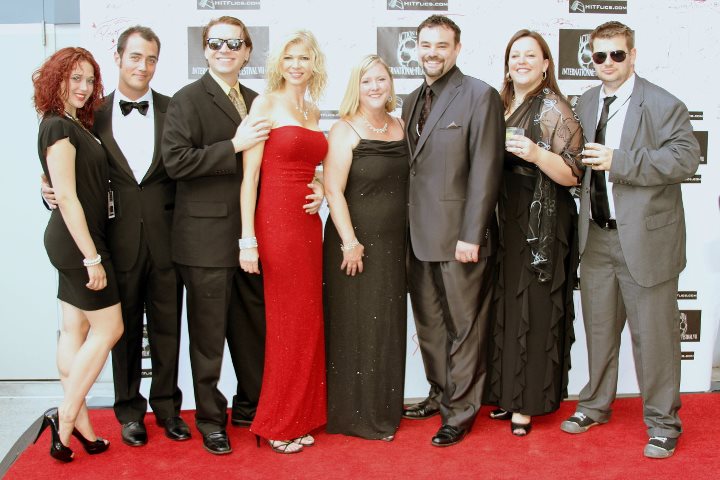 Action on Film International Film Festival 2011. From left: Terissa Kelton, Mike Donis, Gary C. Warren, Sharon Wright, Shelly Deaver-Bybee, Nathan Bybee, Jessica Bybee-Dziedzic, James Christopher.