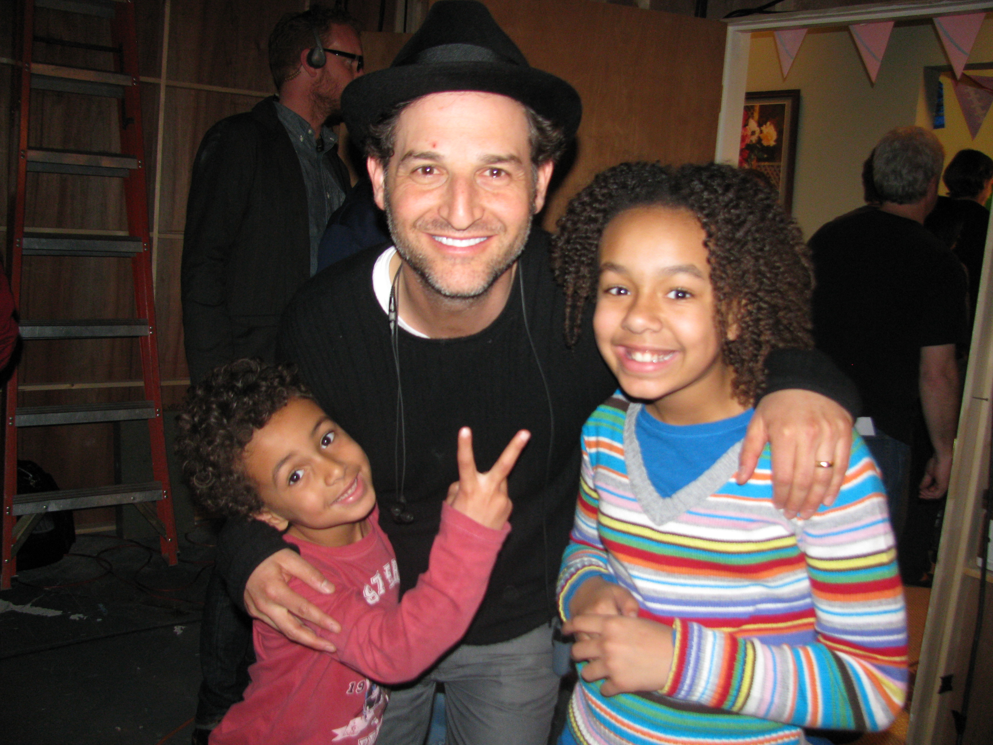 Director Lawrence Trilling, Tyree and Mackenzie Brown on set of Parenthood - episode 8