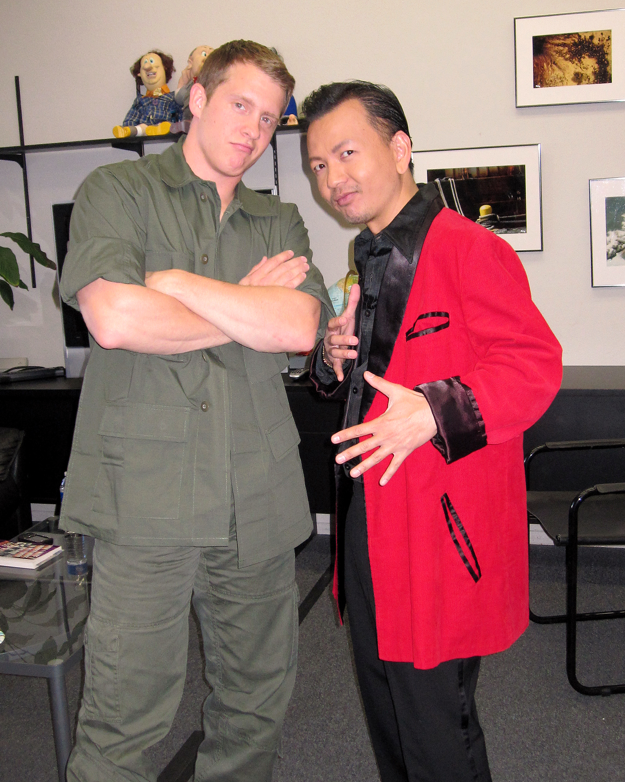 Israel Wright and Kevin Trang on set of 