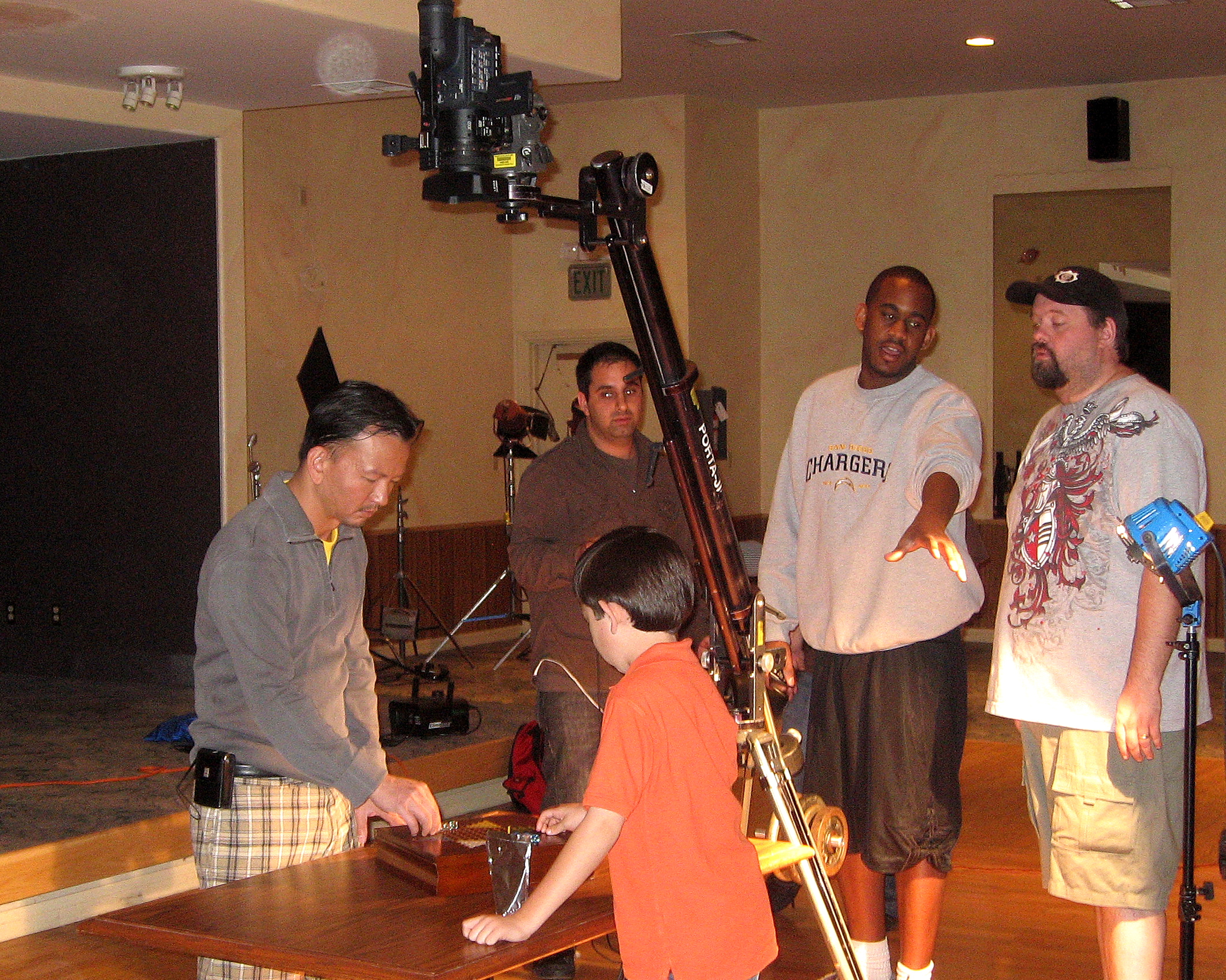 Kevin Trang on set with director Brook Chalmers of 