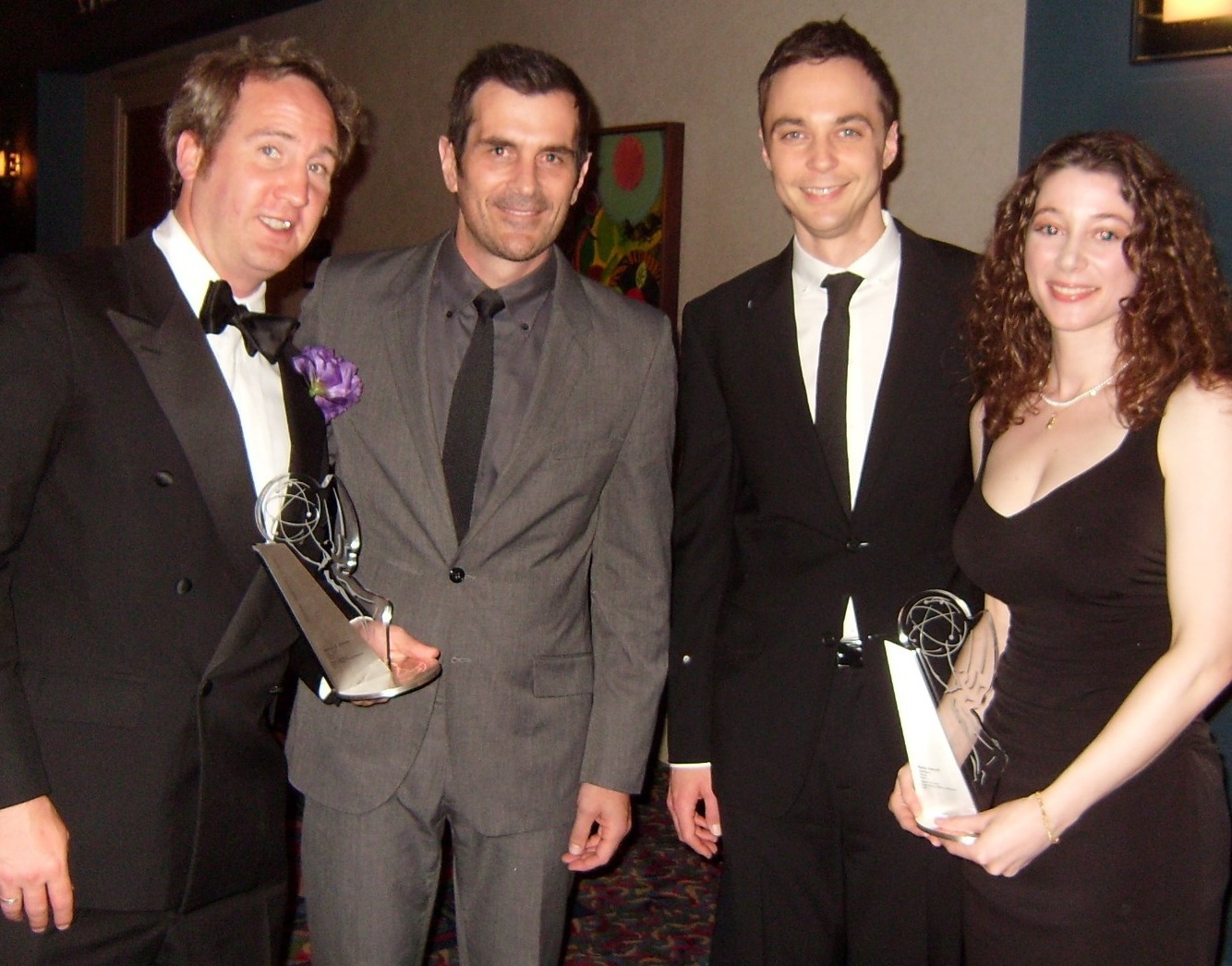 Nadia Hamzeh, Jim Parsons, Ty Burrell, George Dickson at the Emmys Academy of Television Arts & Sciences College Television Awards 2010