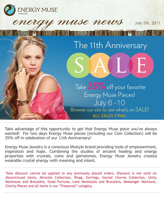 Jewelry Ad for Energy Muse Jewelry