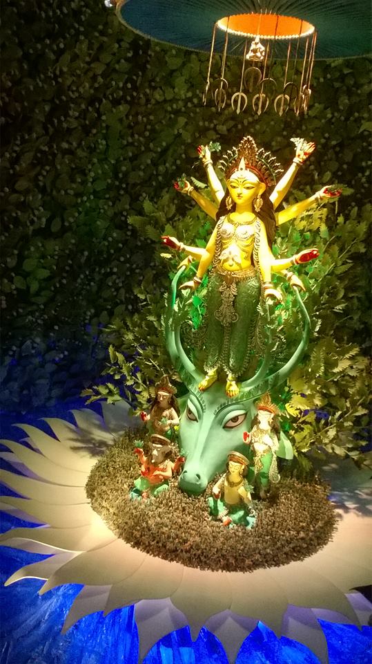 A shot from one of the Durga Puja pratimas in 2015 at Kolkata (Calcutta), India.