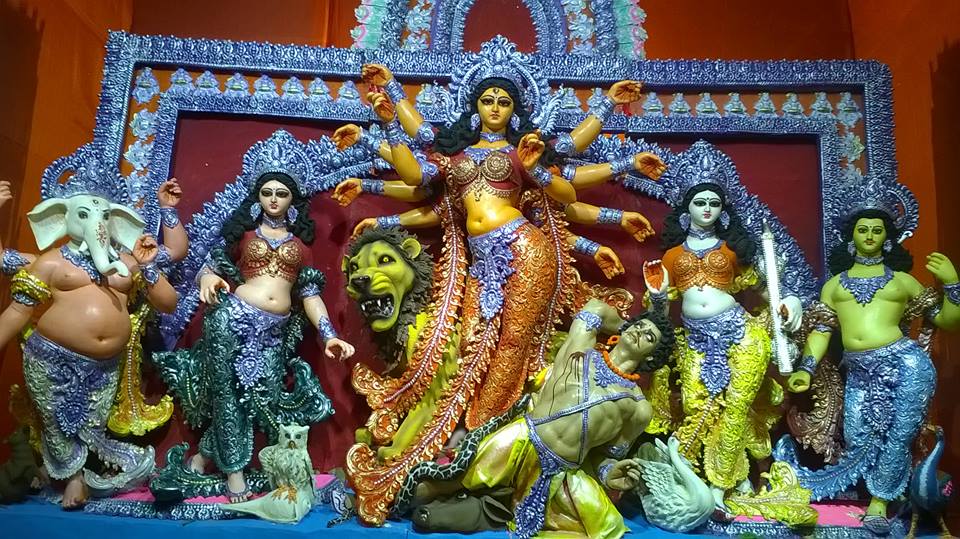 A shot from one of the Durga Puja pratimas in 2015 at Kolkata (Calcutta), India.