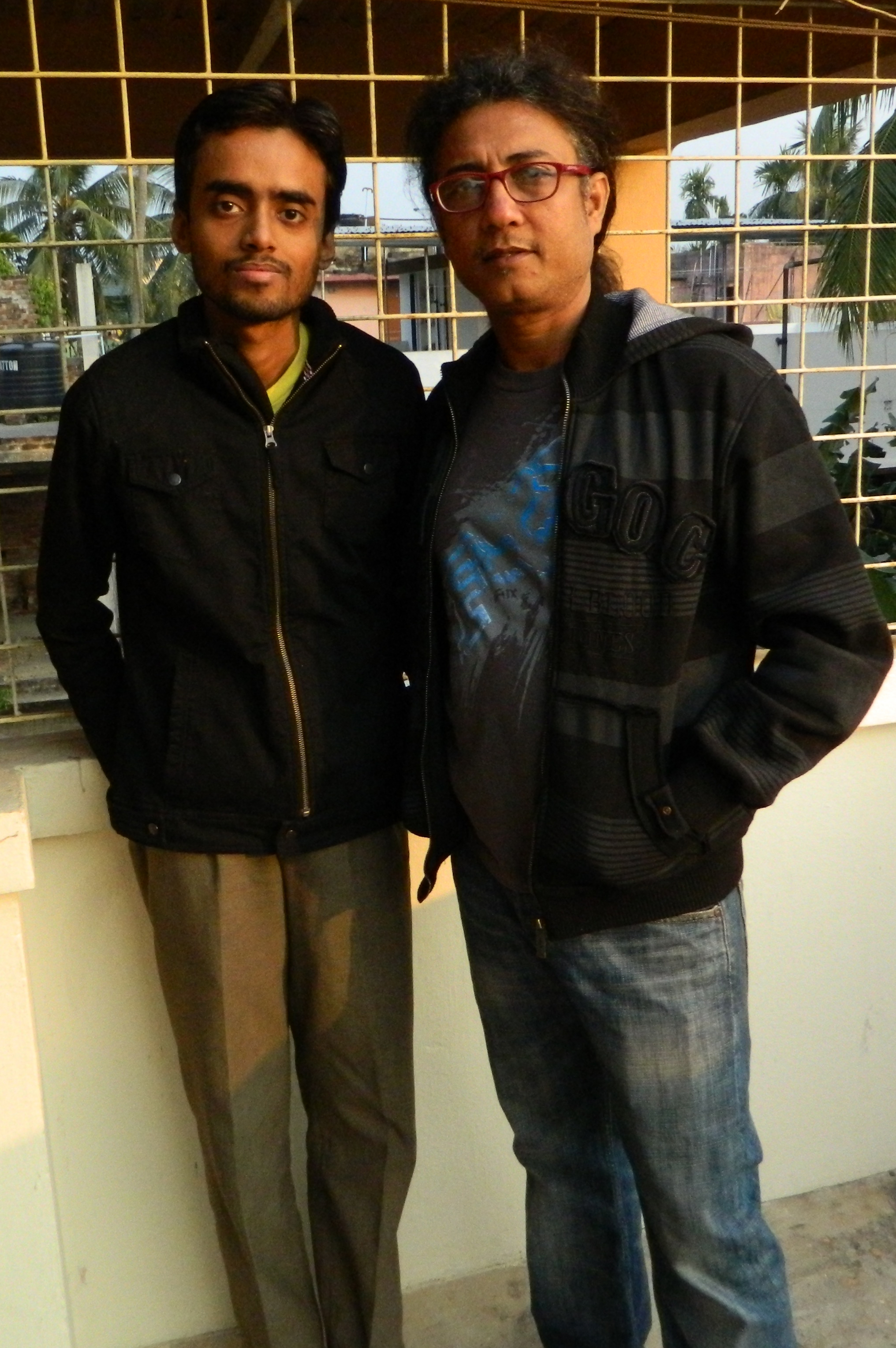 Kaustav Sinha (left) along with the drum player of the #1 Bengali rock band, the 