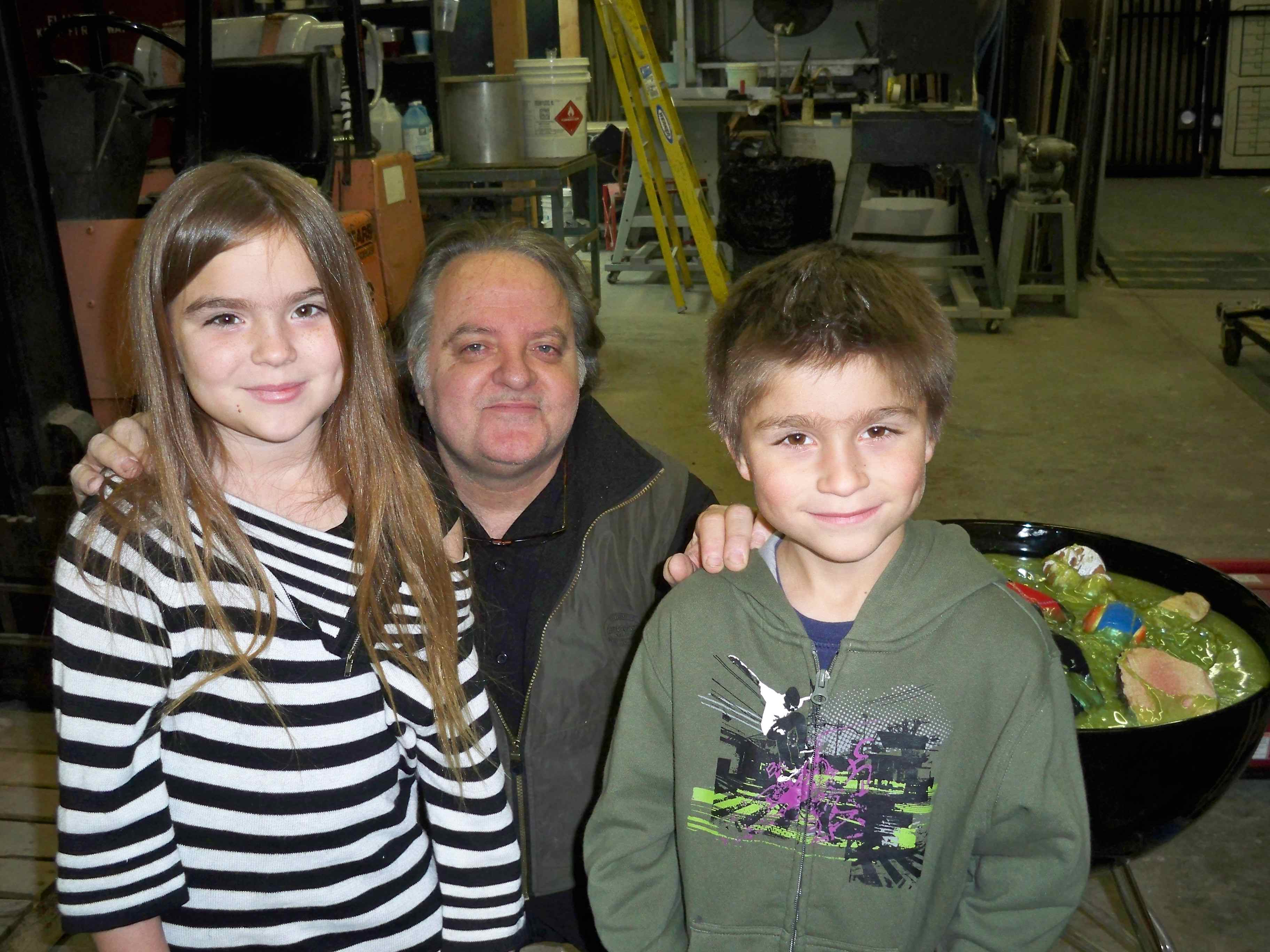 Stone & HannaH Eisenmann visiting CREATURE EFFECTS with Owner Mark Rappaport.One of their fav places to hang out.