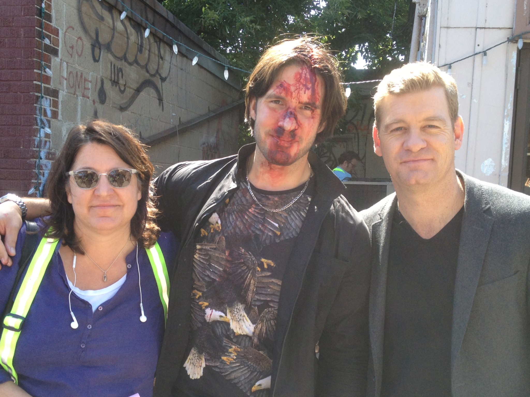 Andrew Zachar, Nic Bishop and Director Christine Moore on set for Covert Affairs (2014)
