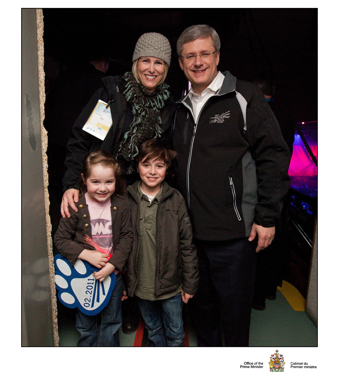 Valin, Mom and Sis meet the Prime Minister of Canada back stage at the 2011 Canada Winter Games. Mom was the co-director of the ceremonies.