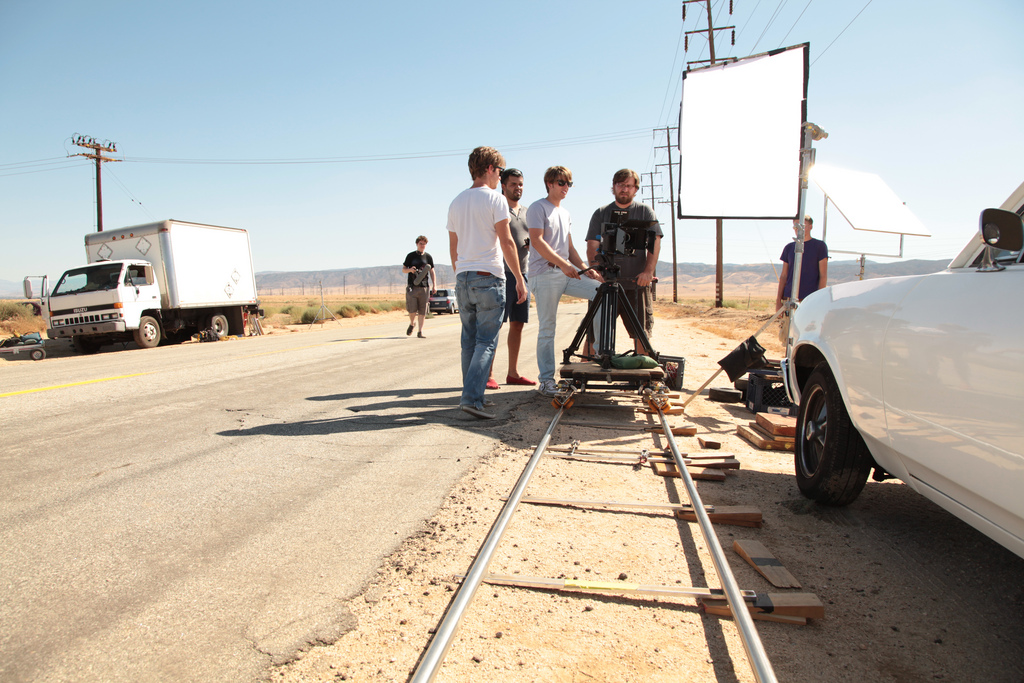 Evan Kaufmann, Nayip Ramos and Cameron Schmucker on set of 