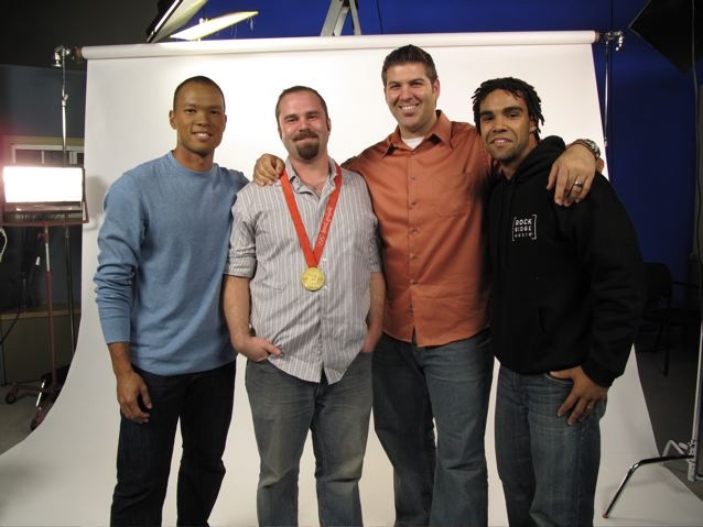 Tim Johnson, with Olympic Gold/Silver medalist (Decathlon) Bryan Clay, and some friends