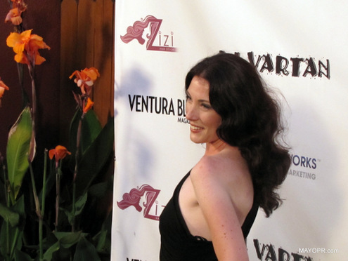 Actress Marie Andersen on the red carpet at Zizi Hair Design in Valley Village, Ca.