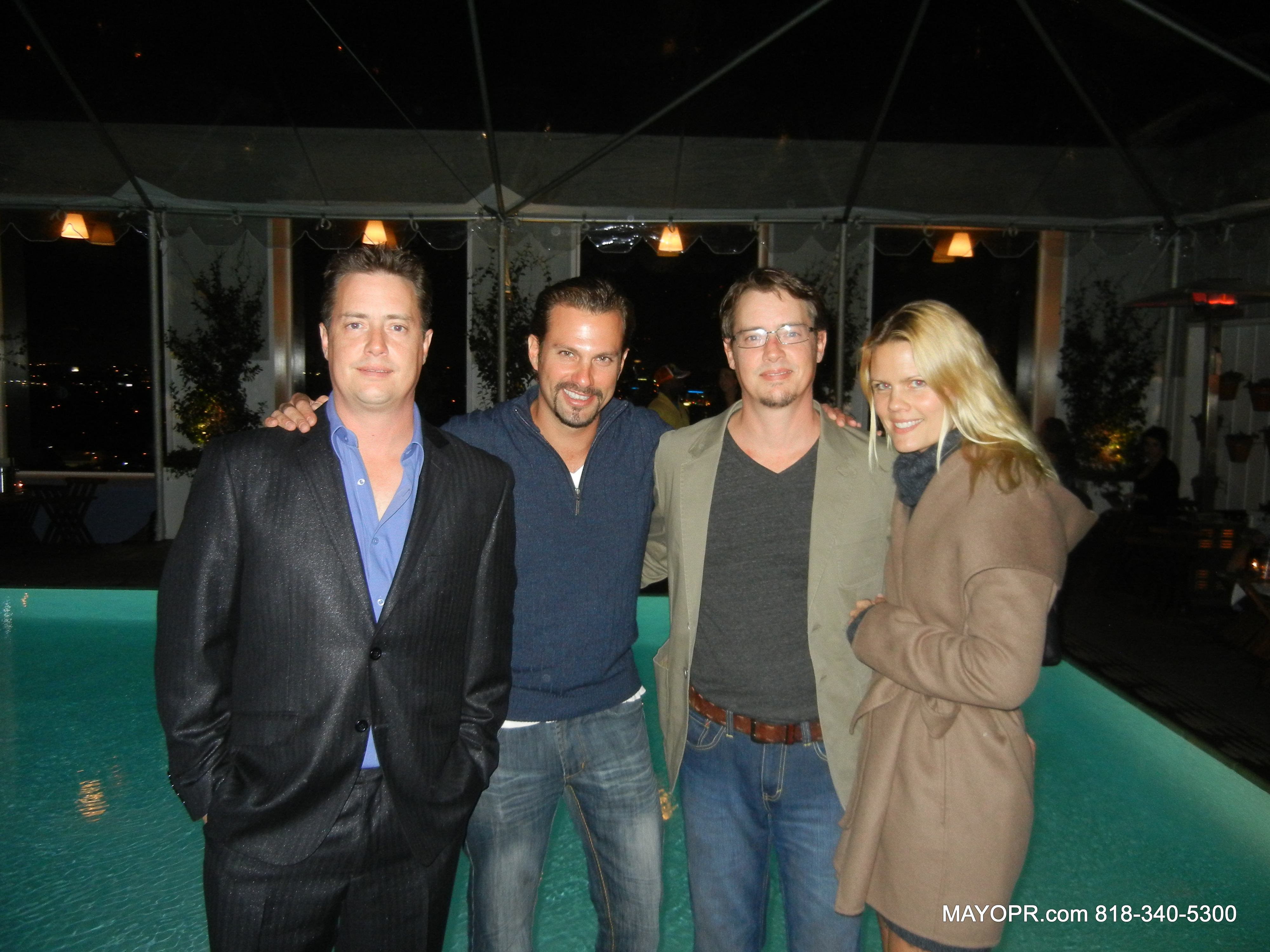 Jeremy London, Paulo Benedeti, Jason London and his wife Sofia London celebrate the twin actors 40th birthday at Sky Bar, Hollywood, CA with a benefit for Hurricane Sandy victims.