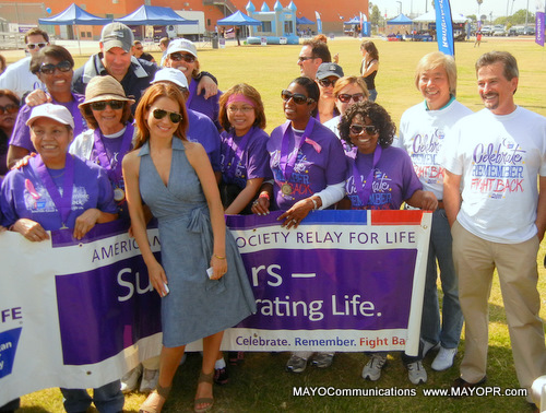 ABC General Hospital's Lisa LoCicero posing with cancer victims at the American Cancer Society's Relay for Life. For a highlights of the two day event visit: MAYOPR.com.