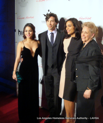 Vaness Hudgens, Ron Krauss, Rosario Dawson and Kathy Difiore on the red carpet for a private screening of 