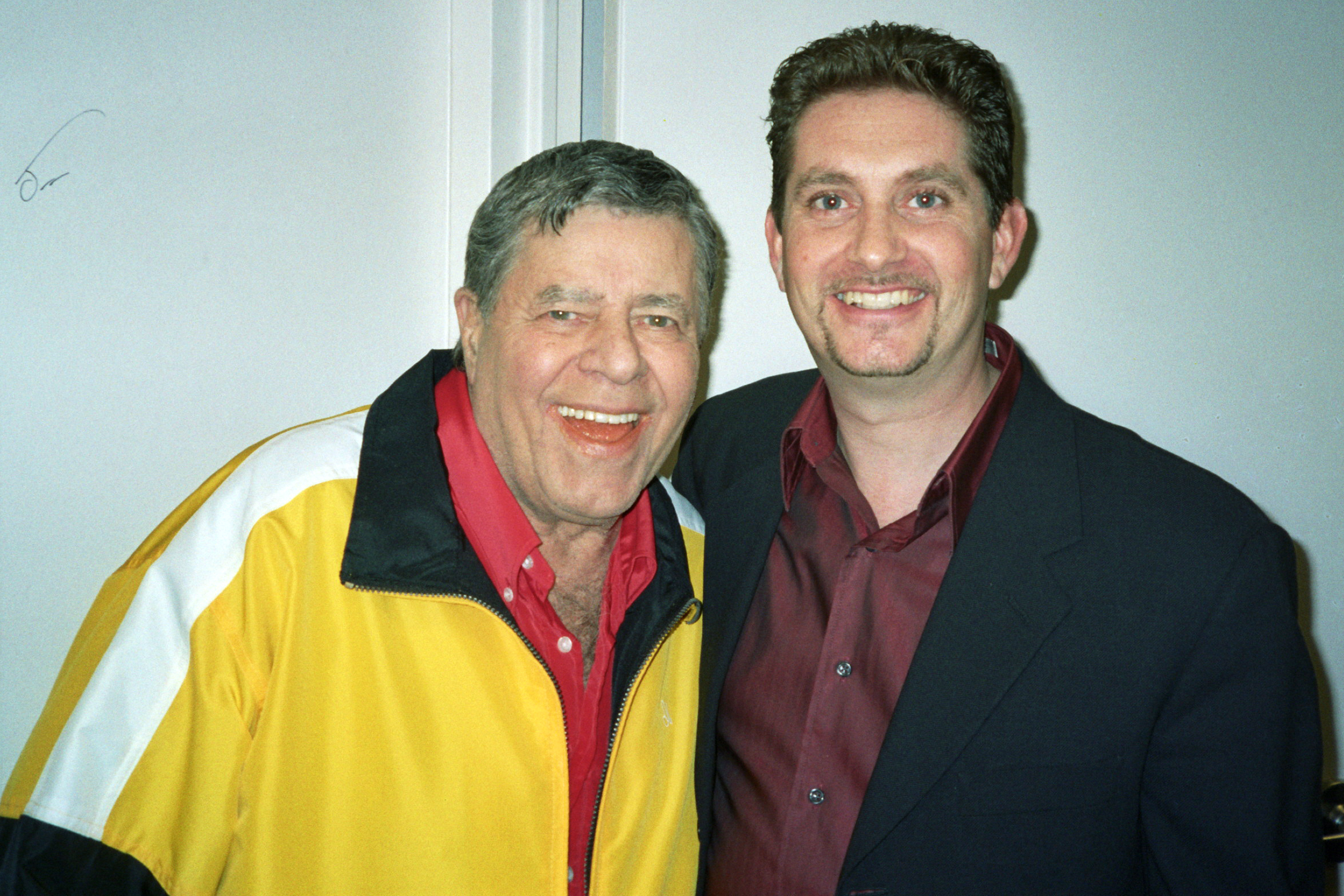 The King of Comedy Jerry Lewis and actor Michael Christaldi backstage at the David Letterman Show.