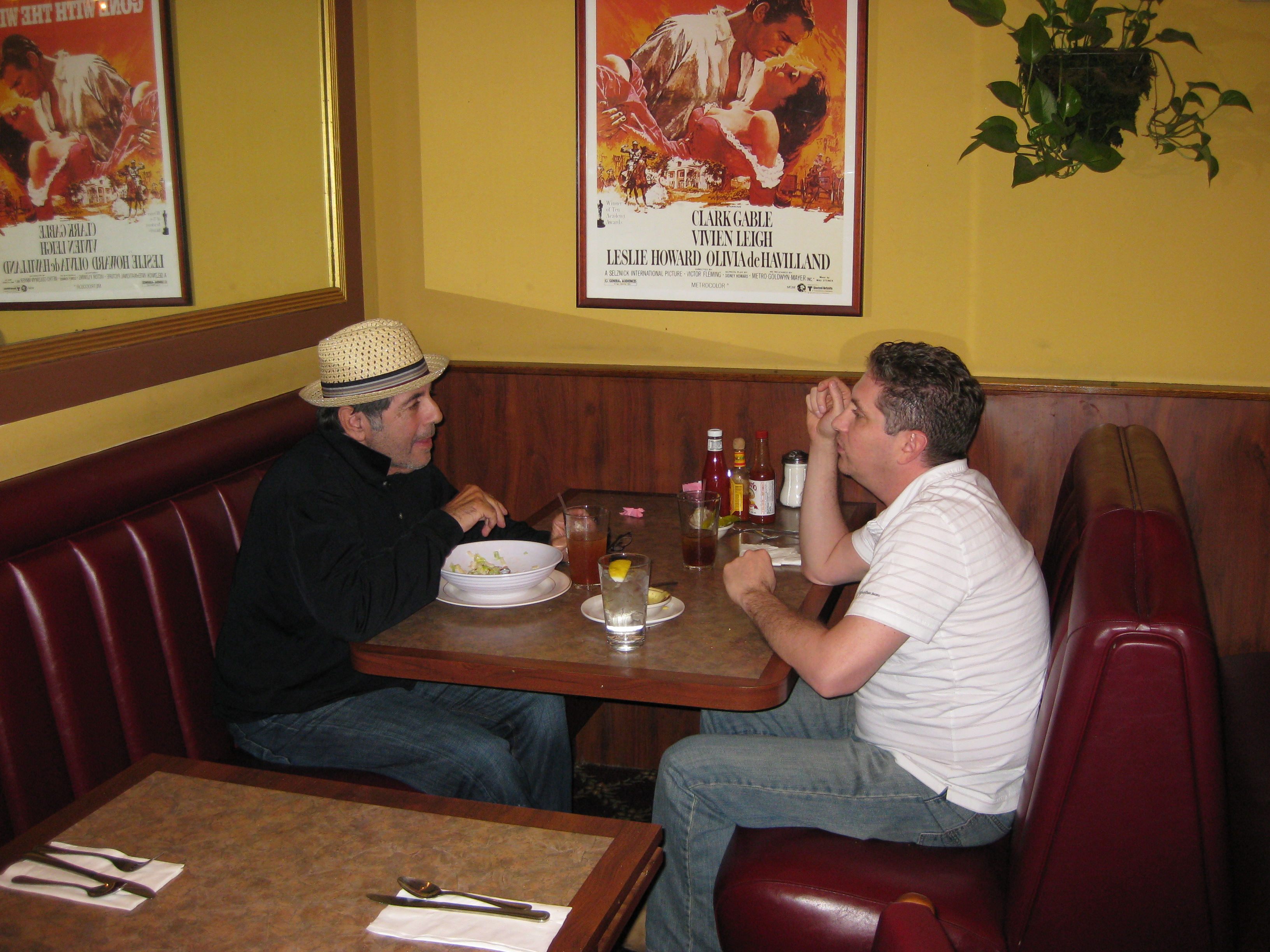David Proval of the Sopranos and actor Michael Christaldi at the Silver Spoon( the old Theodores) diner in West Hollywood Ca.