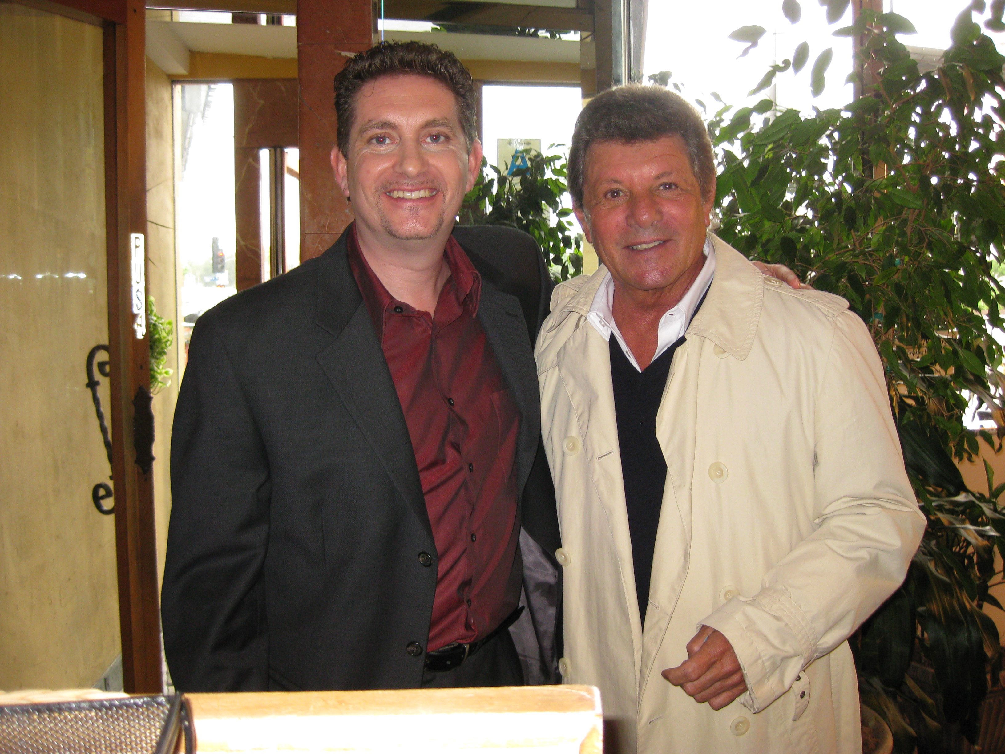 Frankie Avalon and Michael Christaldi after shooting a commercial at Sicily restaurant in Sherman Oaks CA.