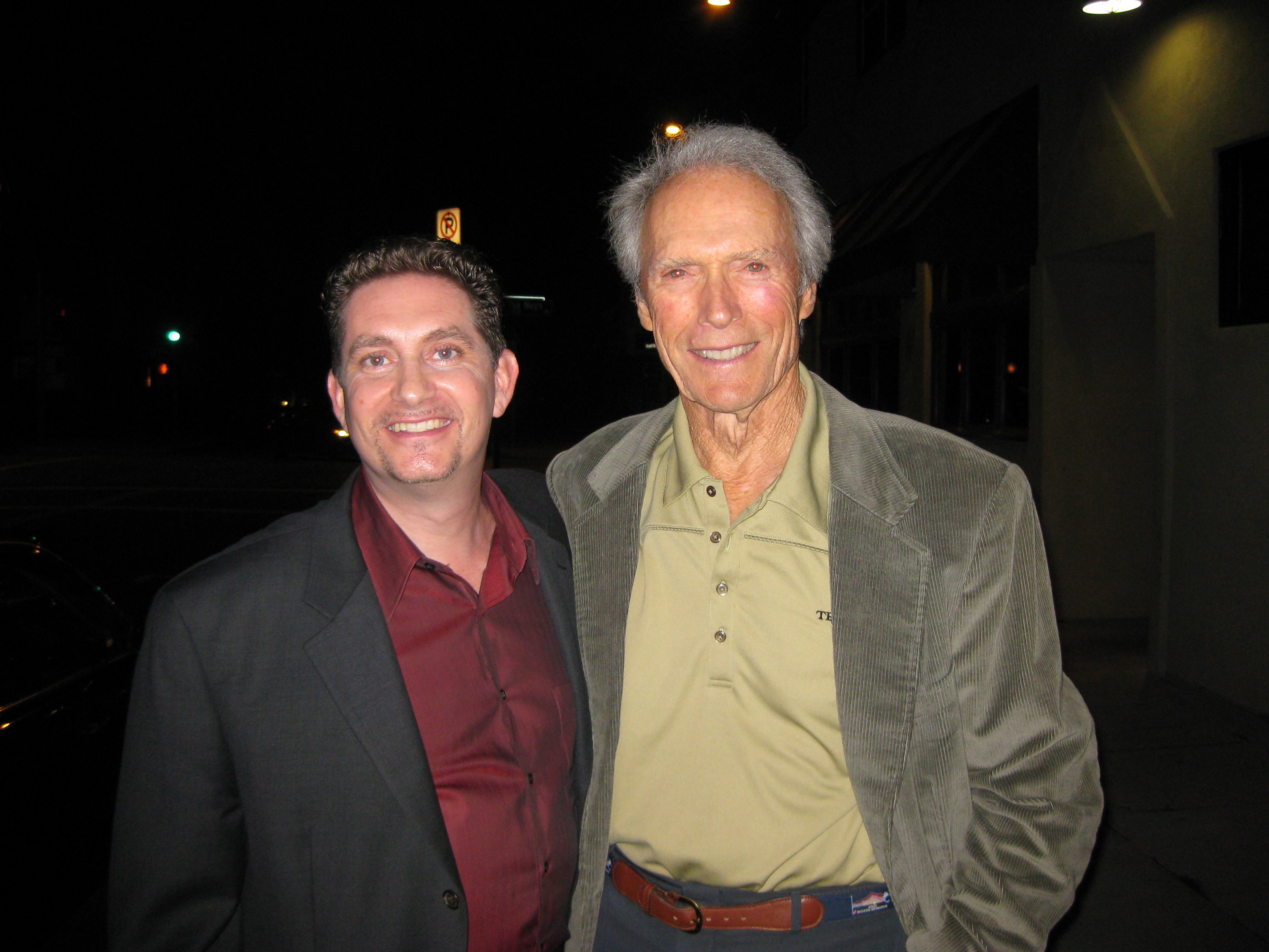 Clint Eastwood and Michael Christaldi leaving a restaurant in Los Angeles.