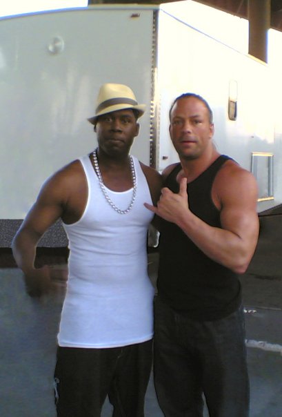 Cedric Burton and Rob Van Dam before the filming of Wrong Side of Town.