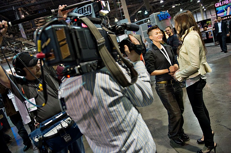 Jiz Lee and Sasha Grey on G4 TV at the 2010 Entertainment Expo in Las Vegas
