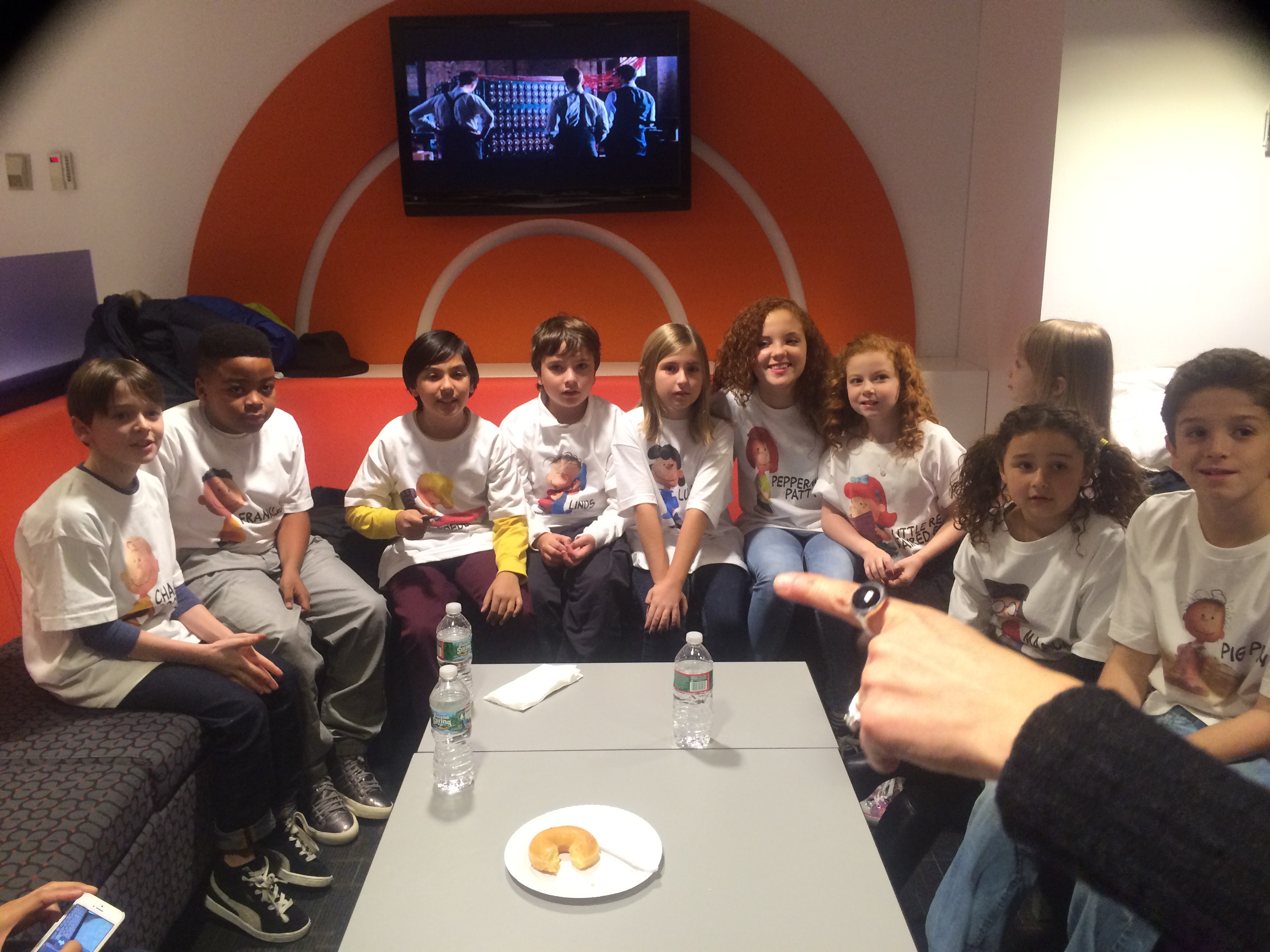 The 2015 Peanuts Gang waiting to appear on the Today Show, Thanksgiving Day 2014