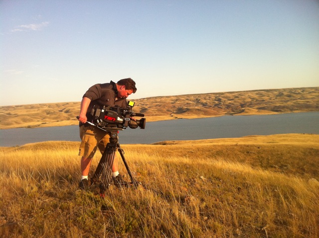 Sergio Olivares shooting in Canadian foot hills.