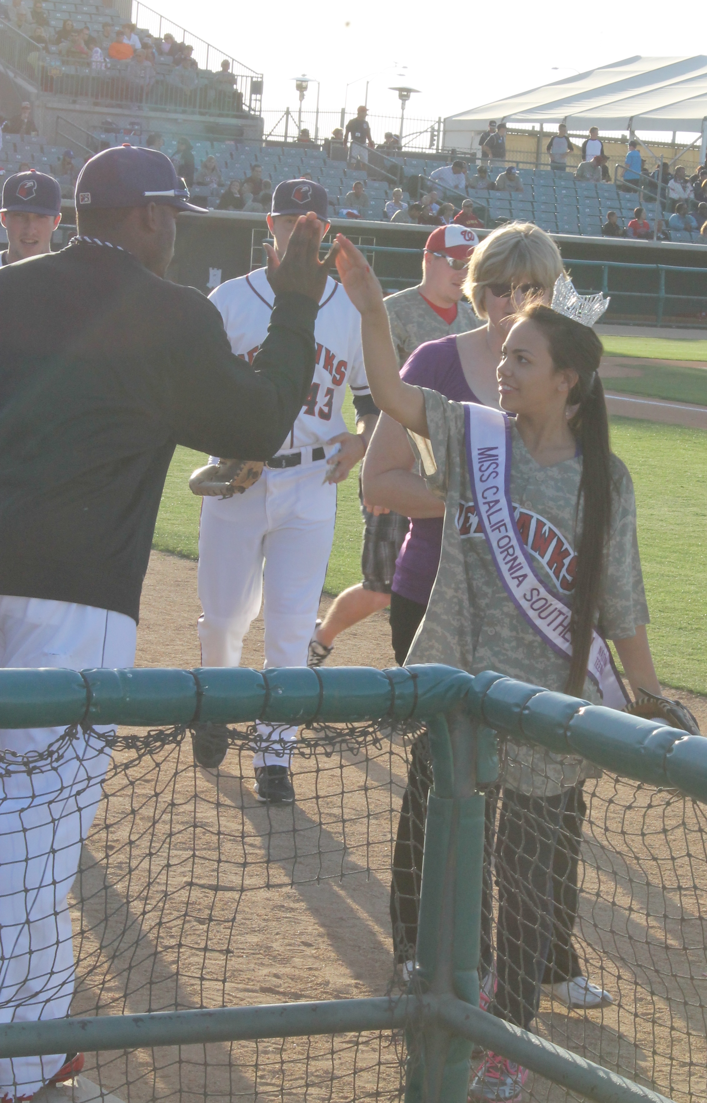 Miss California Southern National Teenager at the Jet Hawks Stadium during the first pitch