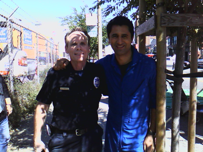 On the set of Trauma with Cliff Curtis
