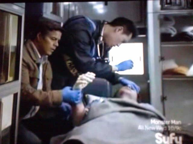 Esai Morales and Owen Kwong. A still shot from Seattle Superstorm.