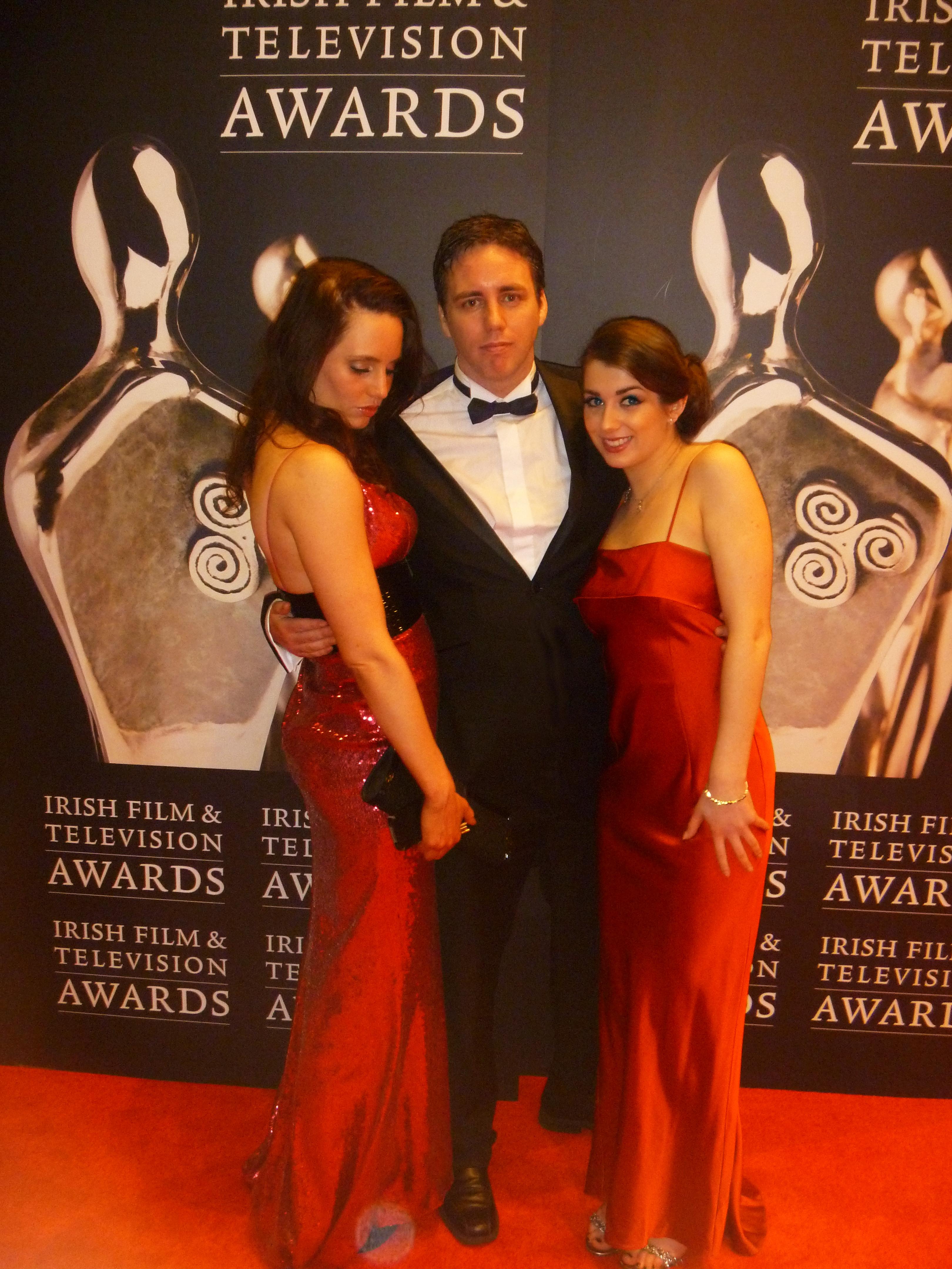 Patrick Murphy at the Irish Film and Television Awards 2012 with Aoibheann McCaul and Carla Mc Glynn.