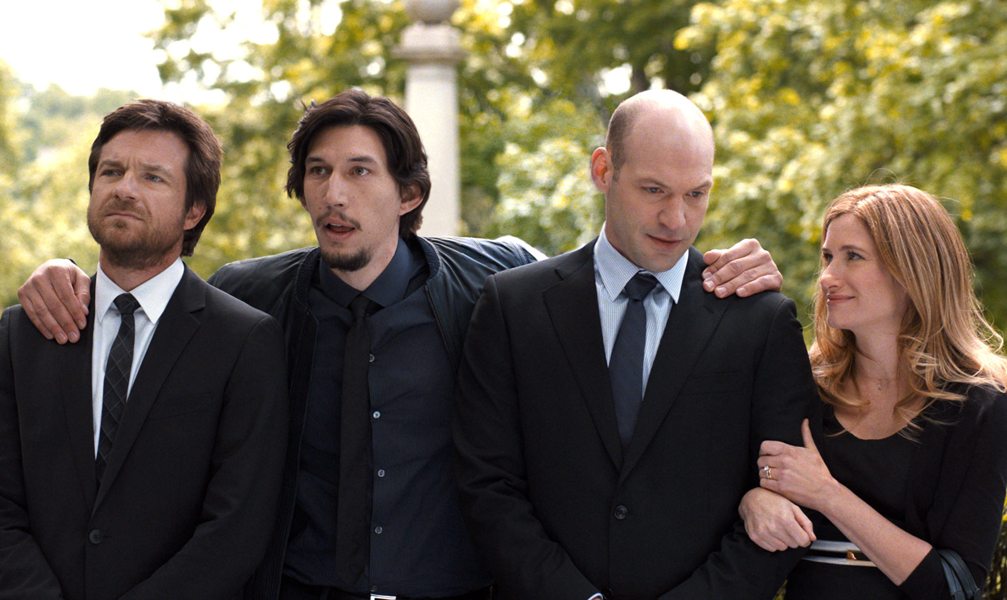 Still of Jason Bateman, Corey Stoll, Kathryn Hahn and Adam Driver in This Is Where I Leave You (2014)